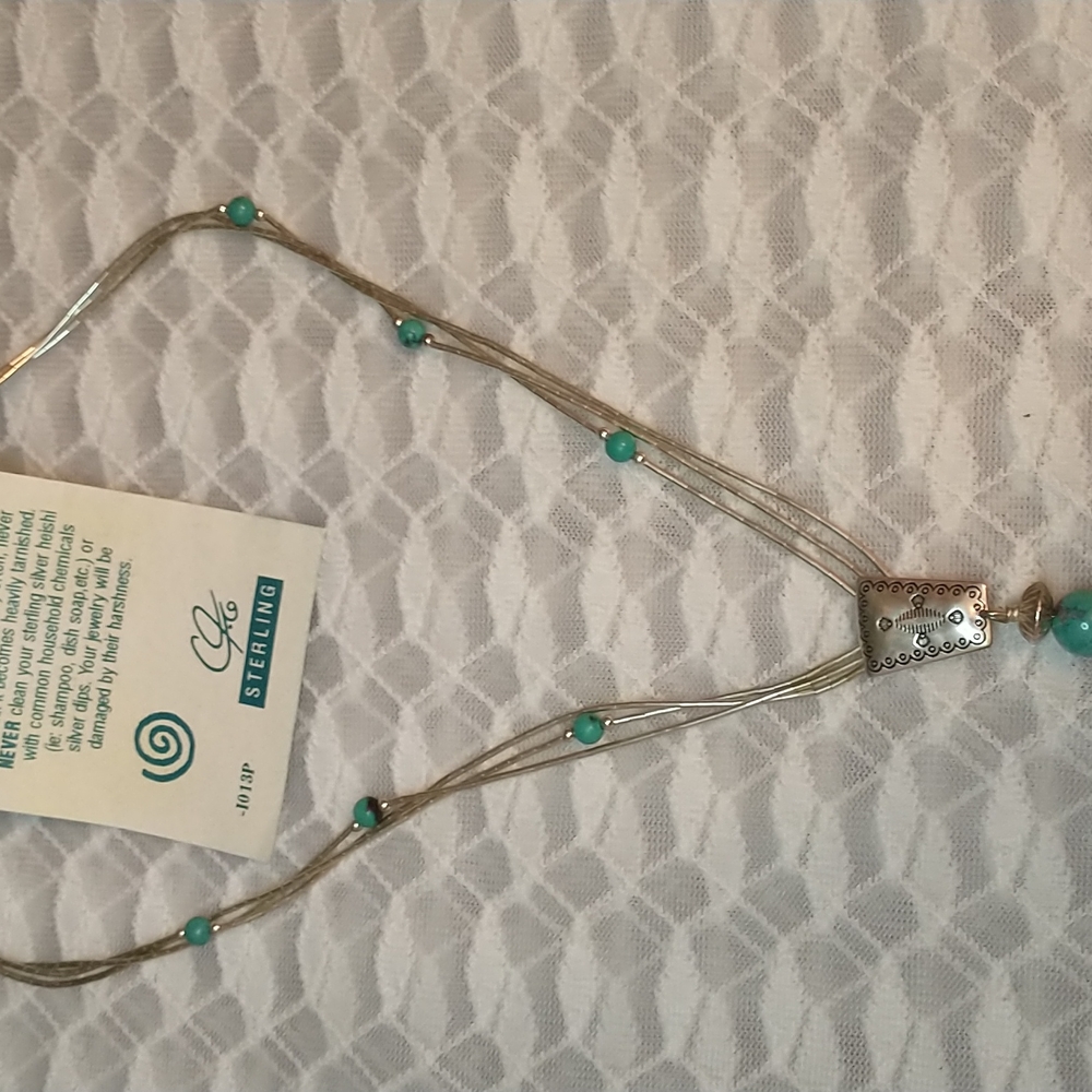 Carolyn Pollack HEISHI Liquid Ster. Silver w/ Turquoise & Quartz Pendant Watch - Picture 6 of 10